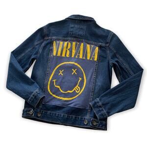 Via Penny Lane Reworked Apparel | Men’s Nirvana Graphic Denim Jacket Small